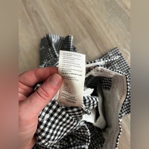 Anthropologie Maeve Essential Slim Flared Pants Black and White Gingham Crop - 6 - Picture 7 of 9